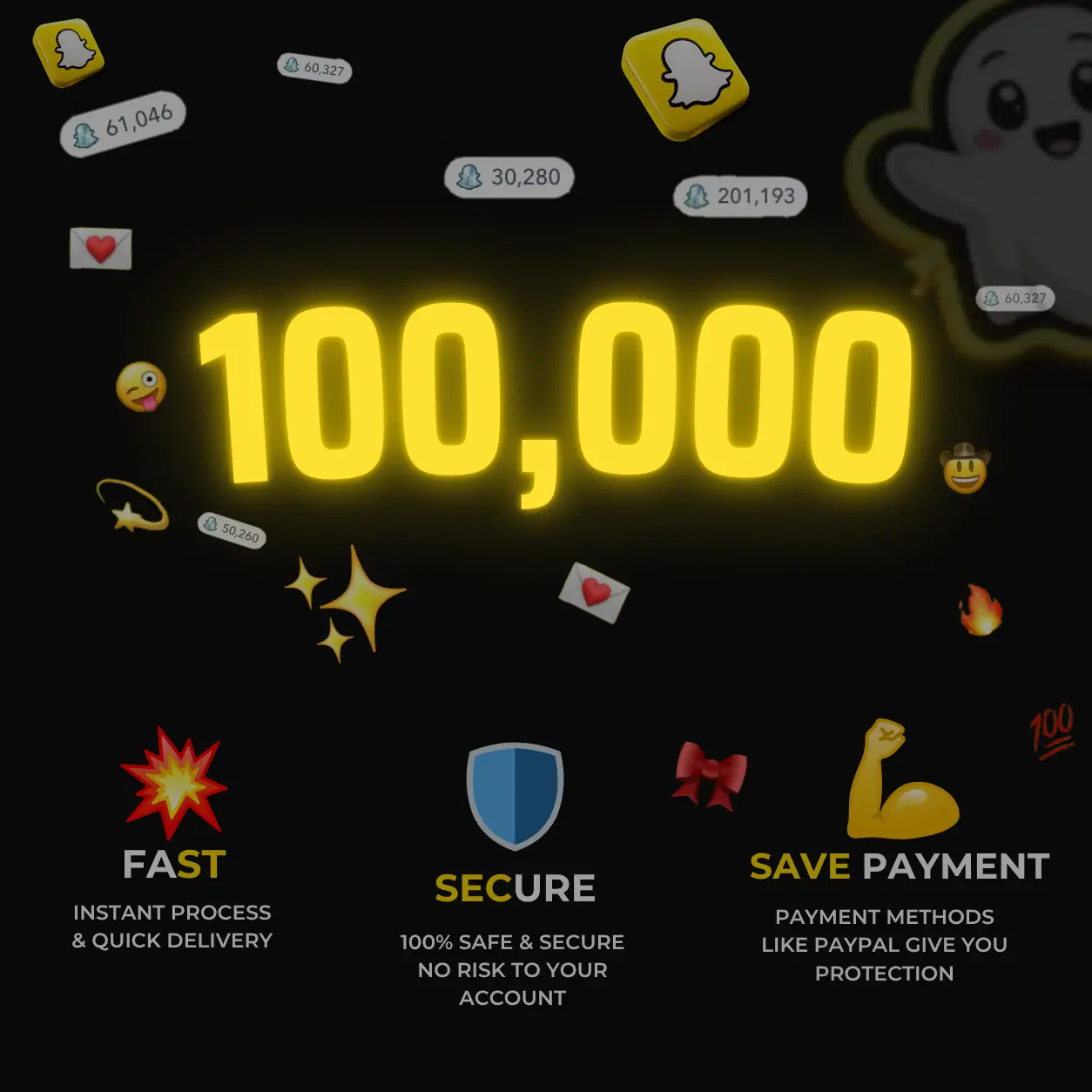 Koop 100.000 Snapchat score — power pakket prioriteitslevering